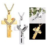 Maxbell Double Cross Cremation Pendant Steel Classic for Ashes Men Women Party Aureate