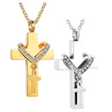Maxbell Double Cross Cremation Pendant Steel Classic for Ashes Men Women Party Aureate
