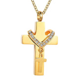 Maxbell Double Cross Cremation Pendant Steel Classic for Ashes Men Women Party Aureate