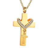 Maxbell Double Cross Cremation Pendant Steel Classic for Ashes Men Women Party Aureate