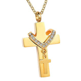 Maxbell Double Cross Cremation Pendant Steel Classic for Ashes Men Women Party Aureate