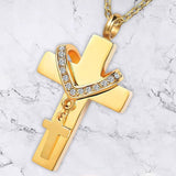 Maxbell Double Cross Cremation Pendant Steel Classic for Ashes Men Women Party Aureate