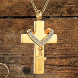 Maxbell Double Cross Cremation Pendant Steel Classic for Ashes Men Women Party Aureate