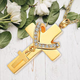 Maxbell Double Cross Cremation Pendant Steel Classic for Ashes Men Women Party Aureate