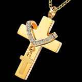 Maxbell Double Cross Cremation Pendant Steel Classic for Ashes Men Women Party Aureate