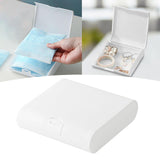 Maxbell Mini Jewelry Storage Box with Hinged Lid Dustproof Compact for Necklaces White