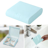 Maxbell Mini Jewelry Storage Box with Hinged Lid Dustproof Compact for Necklaces Blue