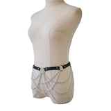 Maxbell Punk PU Leather Waist Chain Belt for Women and Girls body Chains