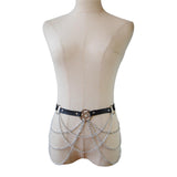 Maxbell Punk PU Leather Waist Chain Belt for Women and Girls body Chains