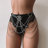 Maxbell Punk PU Leather Waist Chain Belt for Women and Girls body Chains