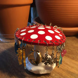 Maxbell Mushroom Earring Holder Organizer Desktop Ornament for Women Girls Red