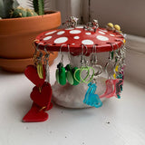 Maxbell Mushroom Earring Holder Organizer Desktop Ornament for Women Girls Red