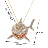 Maxbell Hip Hop Large Shark Pendant Necklace Punk Animal Fashion for Men Women Aureate