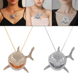 Maxbell Hip Hop Large Shark Pendant Necklace Punk Animal Fashion for Men Women Aureate