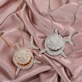 Maxbell Hip Hop Large Shark Pendant Necklace Punk Animal Fashion for Men Women Aureate