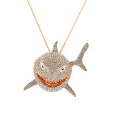Maxbell Hip Hop Large Shark Pendant Necklace Punk Animal Fashion for Men Women Aureate
