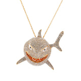 Maxbell Hip Hop Large Shark Pendant Necklace Punk Animal Fashion for Men Women Aureate