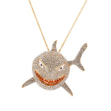 Maxbell Hip Hop Large Shark Pendant Necklace Punk Animal Fashion for Men Women Aureate