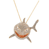 Maxbell Hip Hop Large Shark Pendant Necklace Punk Animal Fashion for Men Women Aureate
