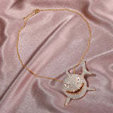 Maxbell Hip Hop Large Shark Pendant Necklace Punk Animal Fashion for Men Women Aureate