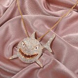 Maxbell Hip Hop Large Shark Pendant Necklace Punk Animal Fashion for Men Women Aureate