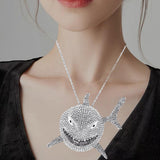 Maxbell Hip Hop Large Shark Pendant Necklace Punk Animal Fashion for Men Women Argent