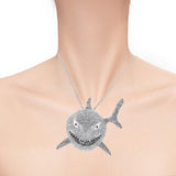 Maxbell Hip Hop Large Shark Pendant Necklace Punk Animal Fashion for Men Women Argent