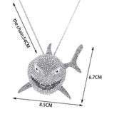 Maxbell Hip Hop Large Shark Pendant Necklace Punk Animal Fashion for Men Women Argent