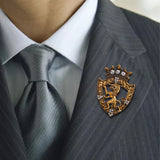 Maxbell Brooches Badge Lapel Fashion Animal Retro Jewelry Pin for Shawl Male Men Aureate