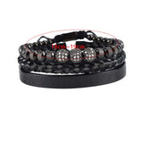 Maxbell Braided Bracelet Set Woven Cuff Wrap Bracelet Wristbands Women Men Black Rome color