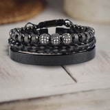 Maxbell Braided Bracelet Set Woven Cuff Wrap Bracelet Wristbands Women Men Black Rome color