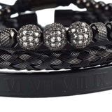 Maxbell Braided Bracelet Set Woven Cuff Wrap Bracelet Wristbands Women Men Black Rome color