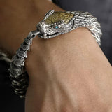 Maxbell Link Bracelets Bangle Copper Gothic Dragon Shaped Bracelet Biker Men 18cm