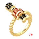 Maxbell Vintage Nutcracker Shaped Rings Simple Inlaid for Couples Friends Teens 7