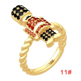 Maxbell Vintage Nutcracker Shaped Rings Simple Inlaid for Couples Friends Teens 11