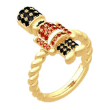 Maxbell Vintage Nutcracker Shaped Rings Simple Inlaid for Couples Friends Teens 11