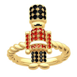 Maxbell Vintage Nutcracker Shaped Rings Simple Inlaid for Couples Friends Teens 11