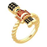 Maxbell Vintage Nutcracker Shaped Rings Simple Inlaid for Couples Friends Teens 11