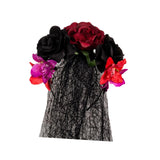 Maxbell Halloween Veil Flower Headband Bridal Gothic for Role Playing Festival Black Red
