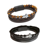 Maxbell Bracelet Decoration PU Leather Handcraft Wristband Crafts Brown and Yellow