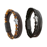 Maxbell Bracelet Decoration PU Leather Handcraft Wristband Crafts Brown and Yellow