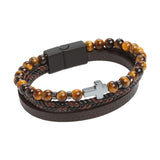Maxbell Bracelet Decoration PU Leather Handcraft Wristband Crafts Brown and Yellow