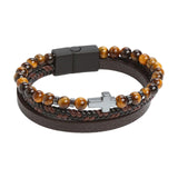 Maxbell Bracelet Decoration PU Leather Handcraft Wristband Crafts Brown and Yellow