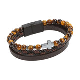 Maxbell Bracelet Decoration PU Leather Handcraft Wristband Crafts Brown and Yellow
