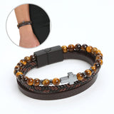 Maxbell Bracelet Decoration PU Leather Handcraft Wristband Crafts Brown and Yellow