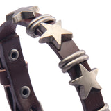 Maxbell Star PU Leather Studded Bracelet Gothic Jewelry for Women Men Girls  Brown