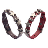 Maxbell Star PU Leather Studded Bracelet Gothic Jewelry for Women Men Girls  Brown