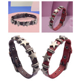 Maxbell Star PU Leather Studded Bracelet Gothic Jewelry for Women Men Girls  Brown