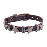 Maxbell Star PU Leather Studded Bracelet Gothic Jewelry for Women Men Girls  Brown