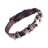 Maxbell Star PU Leather Studded Bracelet Gothic Jewelry for Women Men Girls  Brown